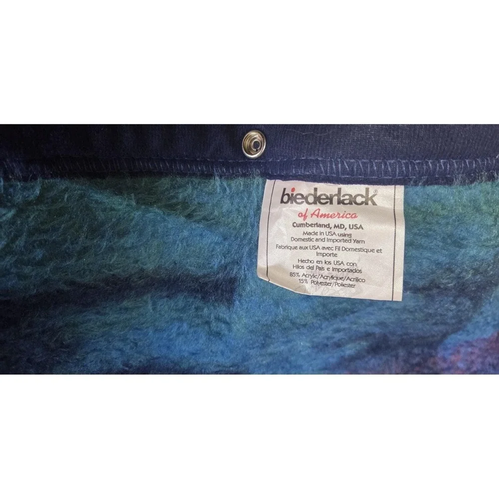 Vintage Biederlack Fleece Blanket Tribal Southwestern Aztec Festival Stadium Zip